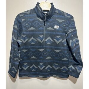 The North Face Gordon Lyons Blue Gray‎ Aztec 1/4 Zip Fleece Pullover Mens 2XL